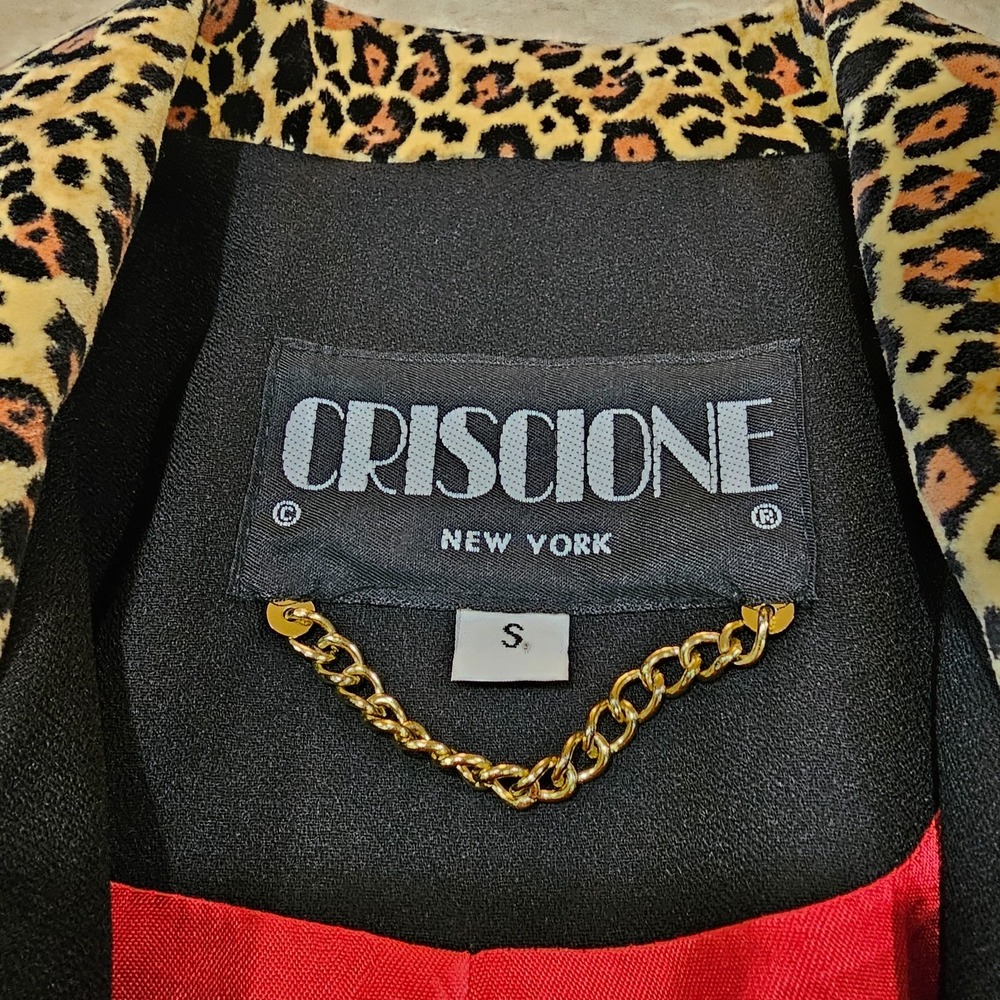 Women's Criscione 3 Piece Skirt Suit Leopard Black Lined Size S Made in USA - Picture 5 of 16